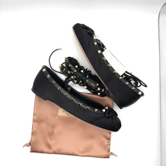 VALENTINO GARAVANI Black Rockstud Ballerina Flat Nero 38.5 - Picture 6 of 15